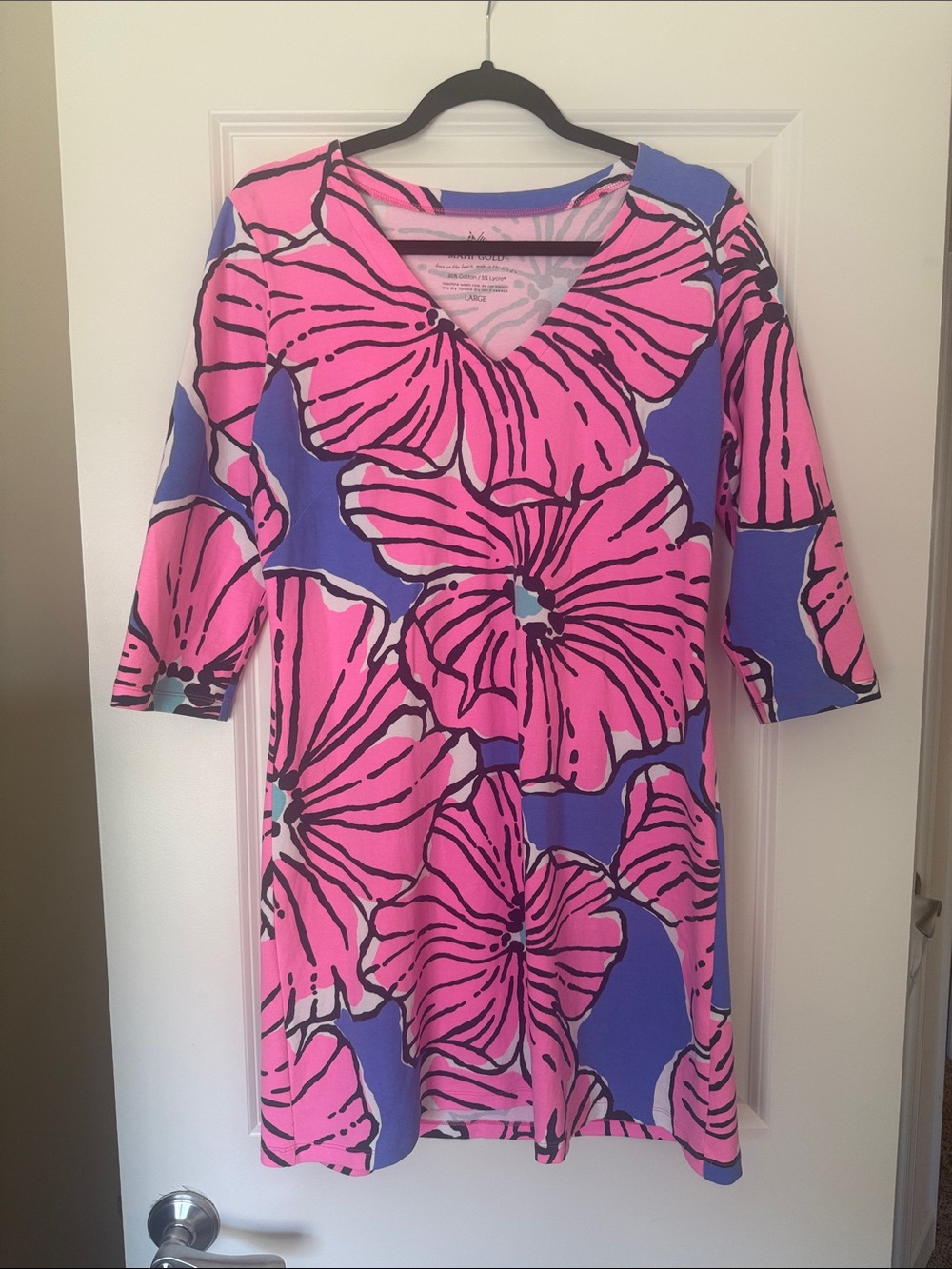 MAHI GOLD Pink & Blue Floral Midi Dress